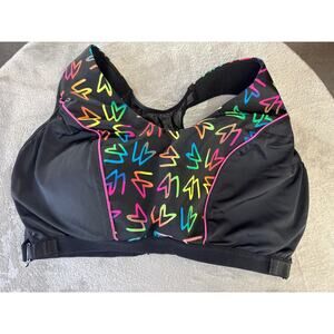Cacique Sports Bra High Impact Neon Heart Activewear Size 40DDD